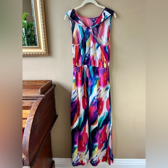 Seafolly Watercolor Silk Maxi Dress Limited Edition Rainbow Multicolor Colorful - Picture 8 of 11